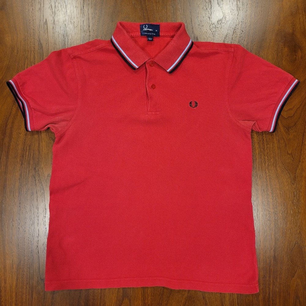 Fred Perry M1200  original twin tip polo red with ice and black piping